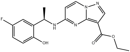 1802221-21-1     ethyl (R)-5-((1-(5-fluoro-2-hydroxyphenyl)ethyl)amino)pyrazolo[1,5-a]pyrimidine-3-c