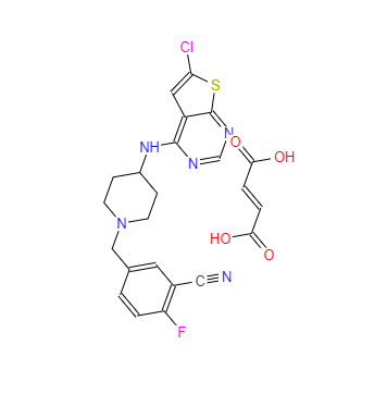 CAS：866206-55-5，5-[[4-[(6-氯噻吩并[2,3-D]嘧啶-4-基)氨基]-1-哌啶基]甲基]-2-氟-苯甲腈(2Z)-2-丁烯二酸鹽